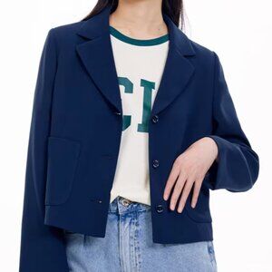 Navy women cropped jacket